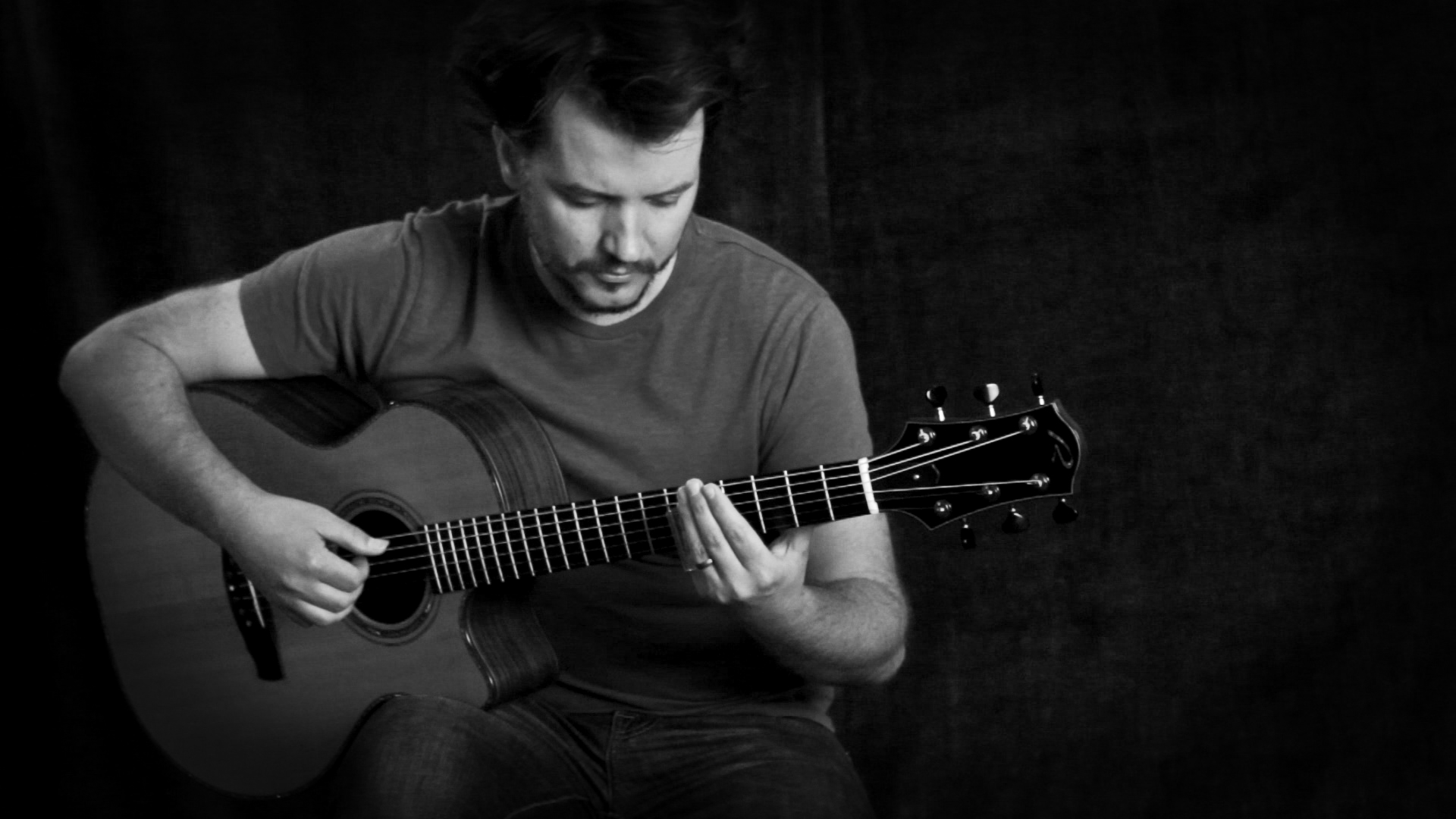 close-up guitar playing